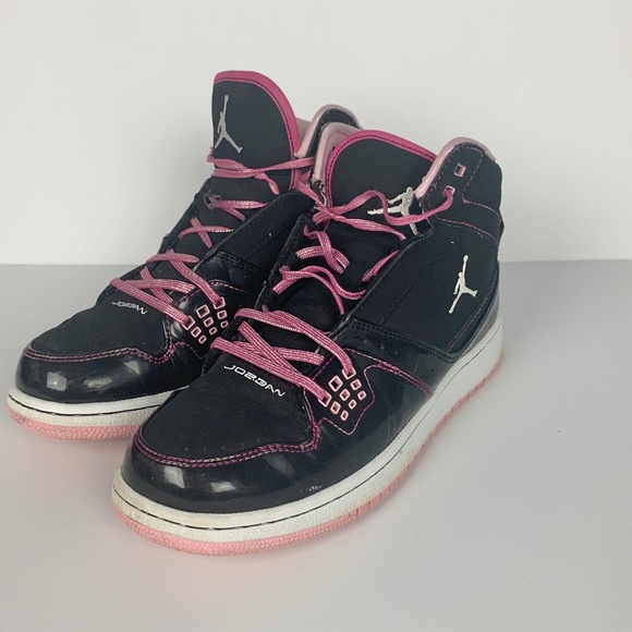 black and pink glitter jordans